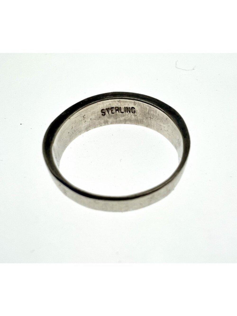 Vintage Sterling Silver & Blue Opal Inlay Ring Size - Picture 9 of 10